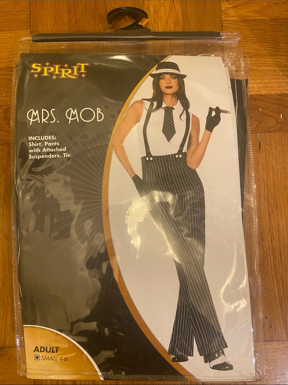Spirit Women's Pinstripe Suspender Flare Pants Costume - Black & White